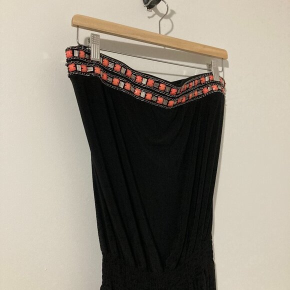 Cache Jumpsuit Womens Size M Black Halter Neck Embellished Wide Leg Flowy - Picture 1 of 13